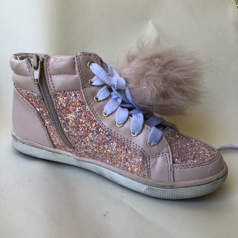 Justice sz 2 pink sparkly high tops.